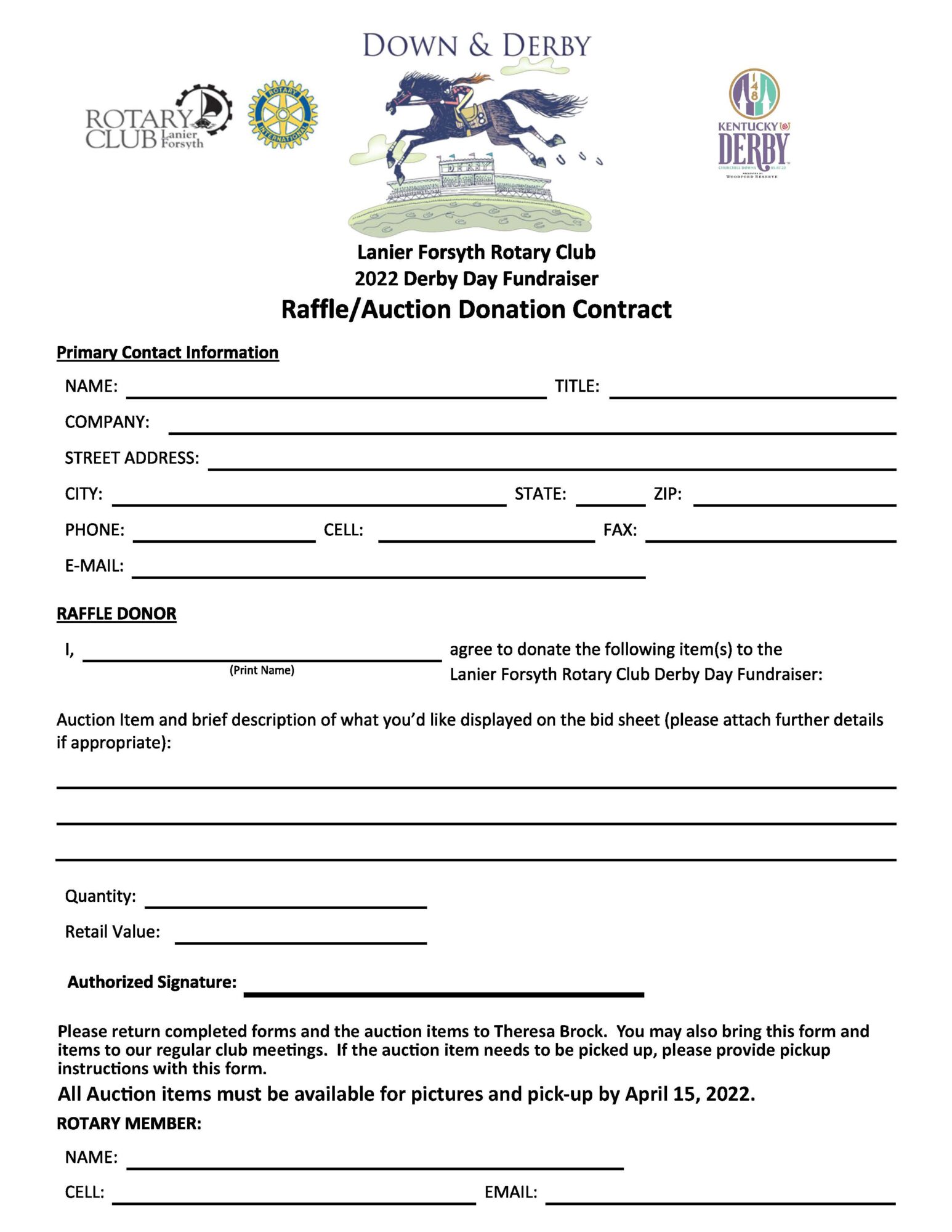2022 Derby Auction Form